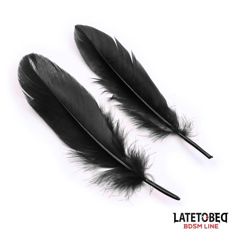 LATETOBED BDSM LINE Set de 3 Piezas Antifaz, Esposas y Plumas Negro